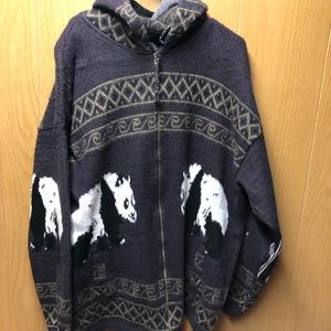 Panda Print Sweater Coat Size X-large